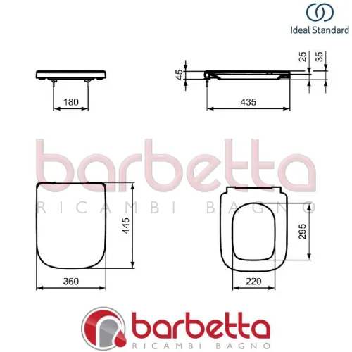 SEDILE COPRIWATER I.LIFE A RICAMBIO IDEAL STANDARD T453001