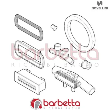 BOCCHETTA COMPLETA RETTANGOLARE DIVINA IDRO BASE IN FINITURA BIANCO RICAMBIO NOVELLINI BOCIRTVDIV5-A