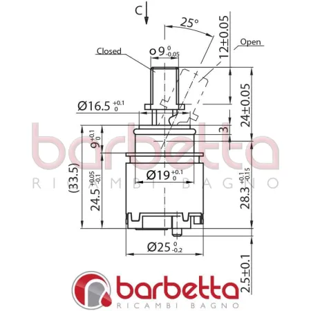 CARTUCCIA D.25 APERTA RICAMBIO KEROX KH25OP