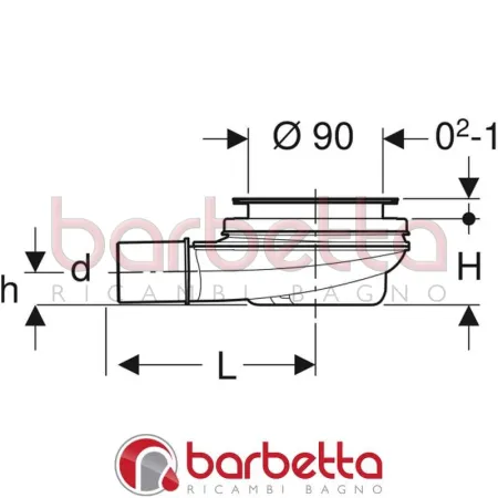 PILETTA PER PIATTO DOCCIA 90 CON TAPPO GEBERIT 150.583.21.1