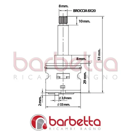CARTUCCIA DEVIATRICE 3 VIE COLONNE DOCCIA 33/53