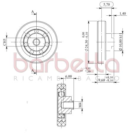 CUSCINETTI OTTONE RICOPERTI 24.3x5/9.6h FORO M4