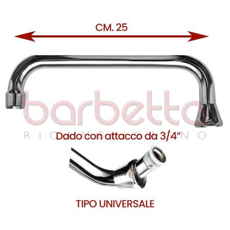 CANNA TUBO AD U DA 25 CROMO CON ROMPIGETTO UNIVERSALE 126/4