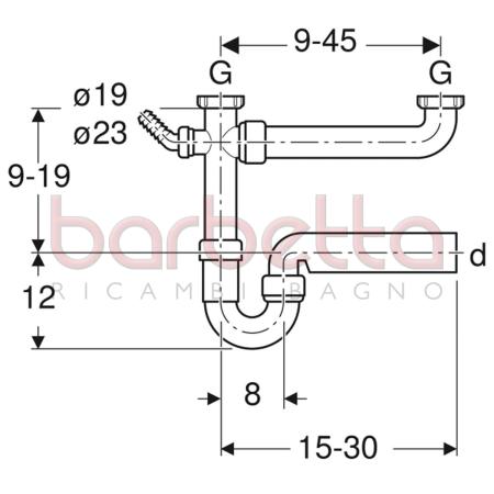 SIFONE CURVO RICAMBIO GEBERIT 152.597.11.1