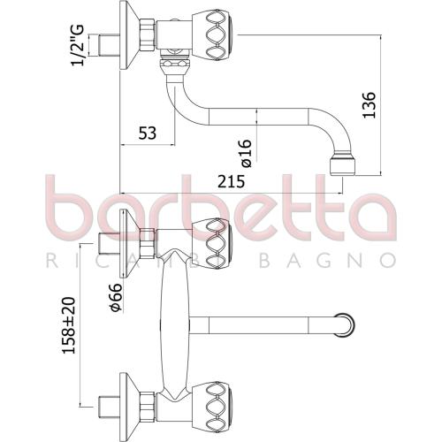 GRUPPO LAVELLO A MURO RICAMBIO PAFFONI DA161CR
