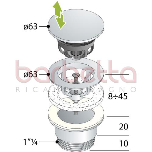 PILETTA CLICK CLACK CROMATA RICAMBIO TEA 7532.310.5