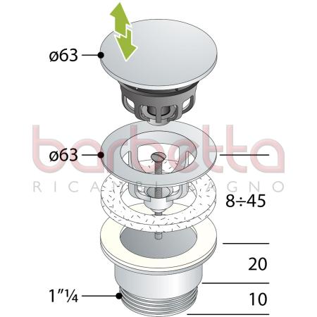 PILETTA CLICK CLACK CROMATA RICAMBIO TEA 7532.310.5