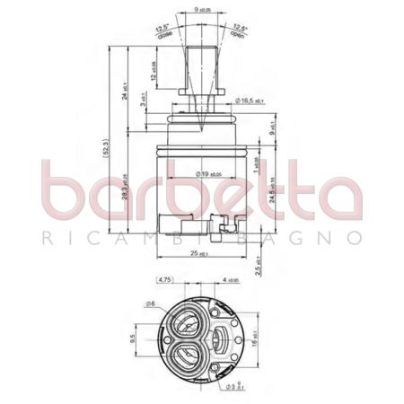 CARTUCCIA CERAMICA D.25 EX25 O-RING COLLO SEDAL 08EX25L0008