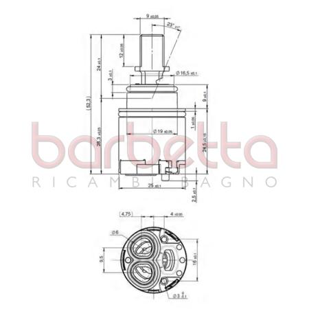 CARTUCCIA CERAMICA D.25 EX-25 O-RING COLLO SEDAL 08EX25L0006