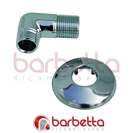 CURVETTA DOCCIA CON ROSONE IN OTTONE