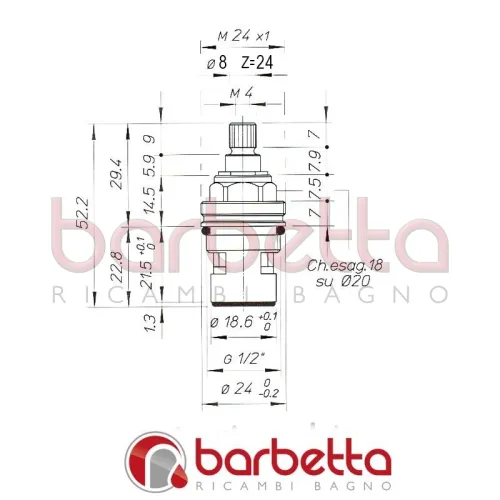 VITONE A DISCO CERAMICO DESTRO A 90° DA 1/2" 8x24
