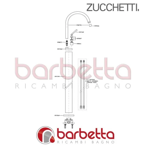 PARTE ESTERNA FREE STANDING LAVABO ISYSTICK ZUCCHETTI ZP1630