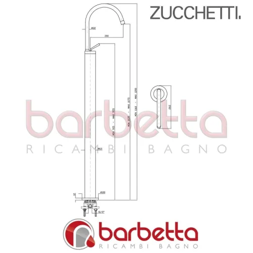PARTE ESTERNA FREE STANDING LAVABO ISYSTICK ZUCCHETTI ZP1630