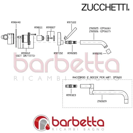PARTE ESTERNA LAVABO ISYSTICK BOCCA LUNGA ZUCCHETTI ZP1617