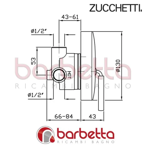 PARTE ESTERNA INCASSO DOCCIA ISYSTICK ZUCCHETTI ZP1607