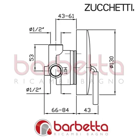 PARTE ESTERNA INCASSO DOCCIA ISYSTICK ZUCCHETTI ZP1607